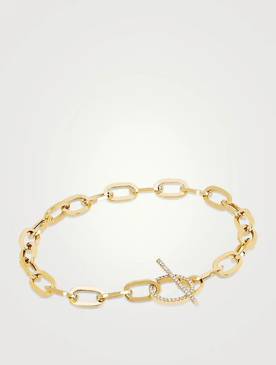 Jumbo 14K Gold Toggle Bracelet With Diamonds