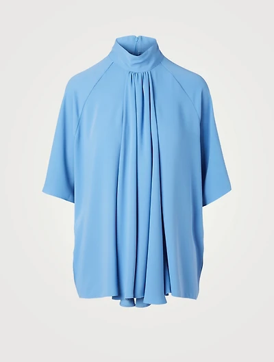 High-Neck Draped Blouse