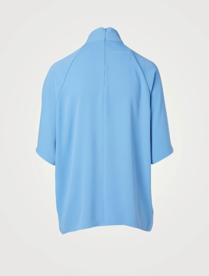 High-Neck Draped Blouse
