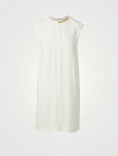 Fluid Cady Sleeveless Shift Dress With Chain