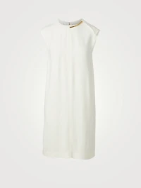 Fluid Cady Sleeveless Shift Dress With Chain