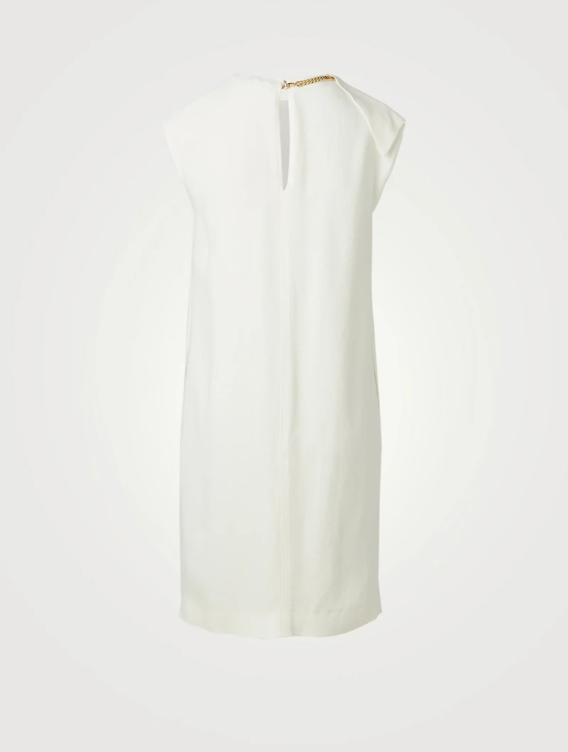 Fluid Cady Sleeveless Shift Dress With Chain
