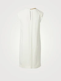 Fluid Cady Sleeveless Shift Dress With Chain