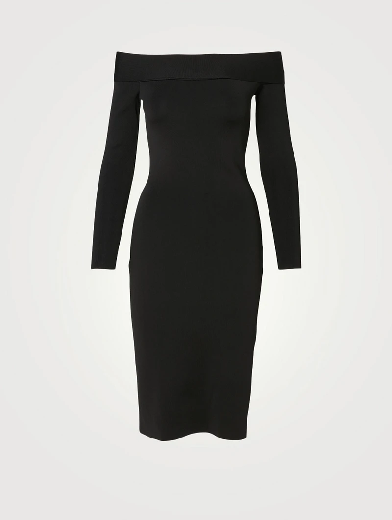 Off-The-Shoulder Fitted Midi Dress