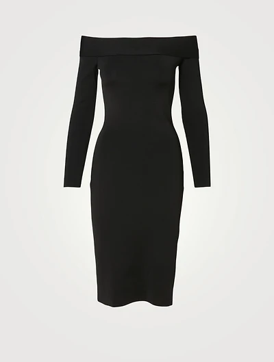 Off-The-Shoulder Fitted Midi Dress