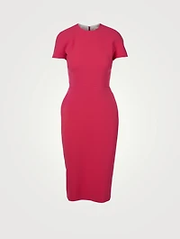Wool-Blend Fitted Midi Dress