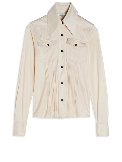 Silk Slim-Fit Pintuck Shirt