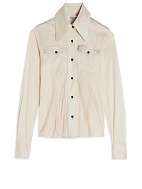 Silk Slim-Fit Pintuck Shirt