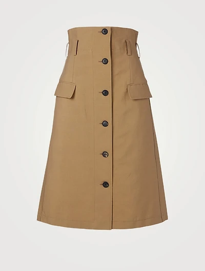 High-Waisted Flared Midi Skirt