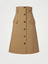 High-Waisted Flared Midi Skirt