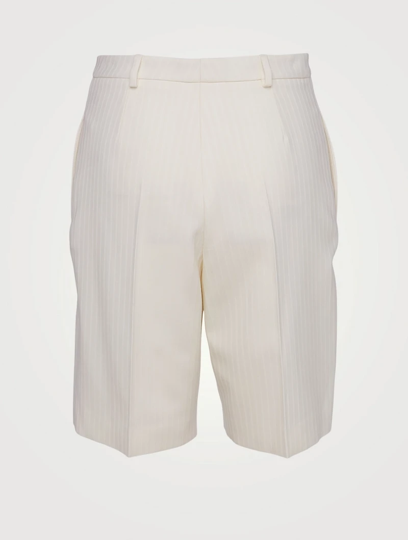 Wool Bermuda Shorts Chainette Striped Print