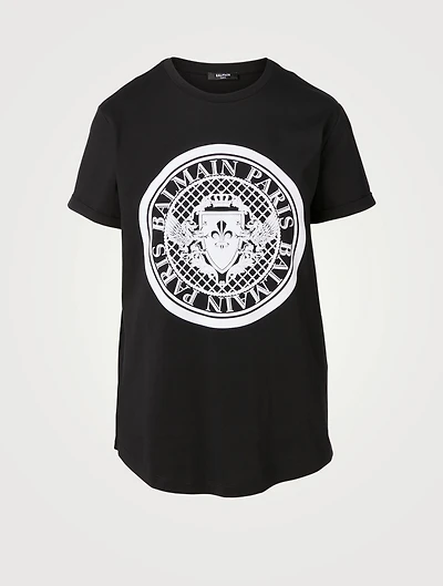 Cotton T-Shirt With Flocked Velvet Medallion