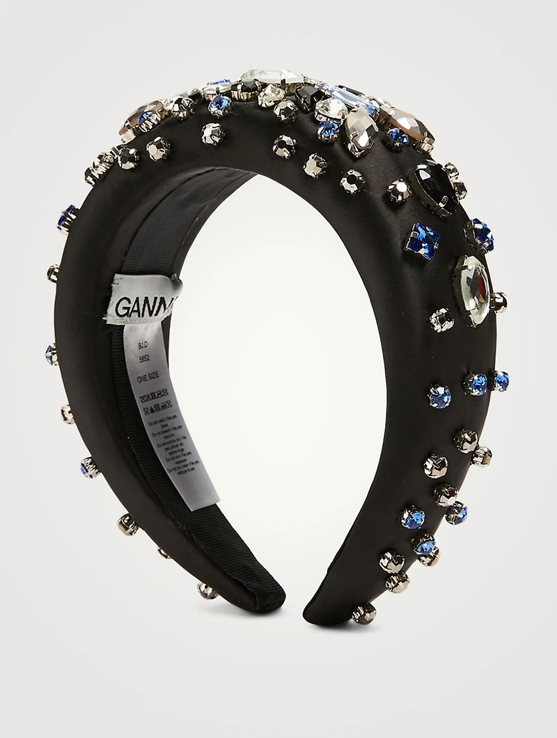 Padded Satin Headband With Crystals