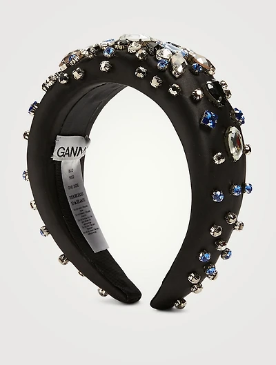 Padded Satin Headband With Crystals
