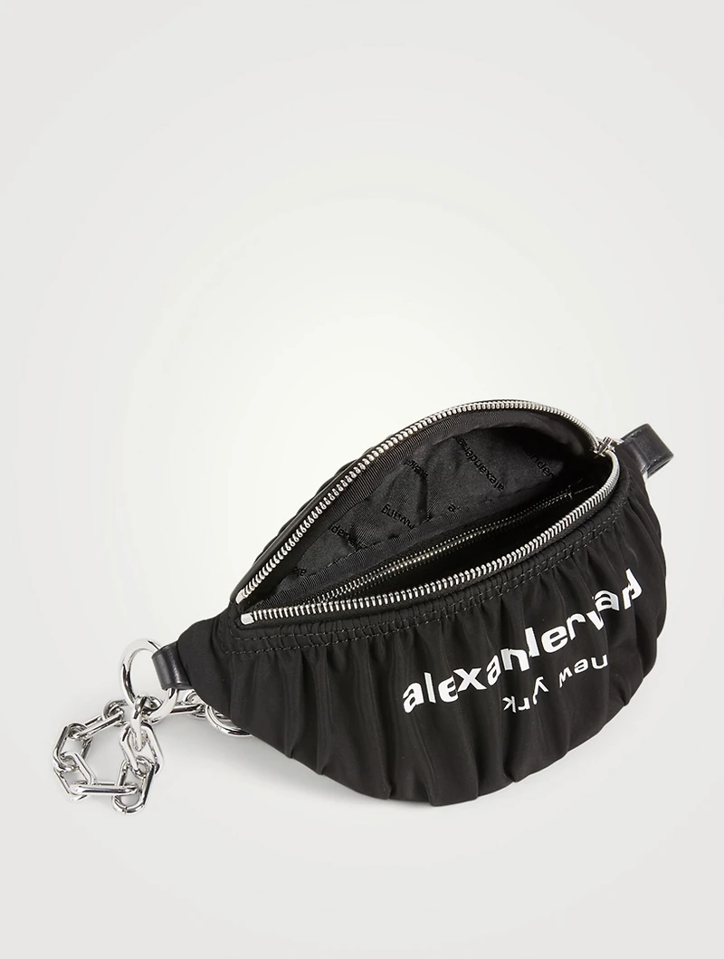 Attica Soft Ruched Nylon Crossbody Belt Bag With Logo