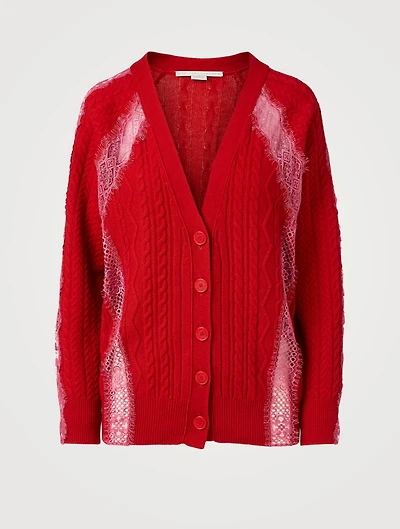 Wool Cardigan With Lace