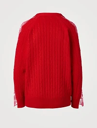 Wool Cardigan With Lace