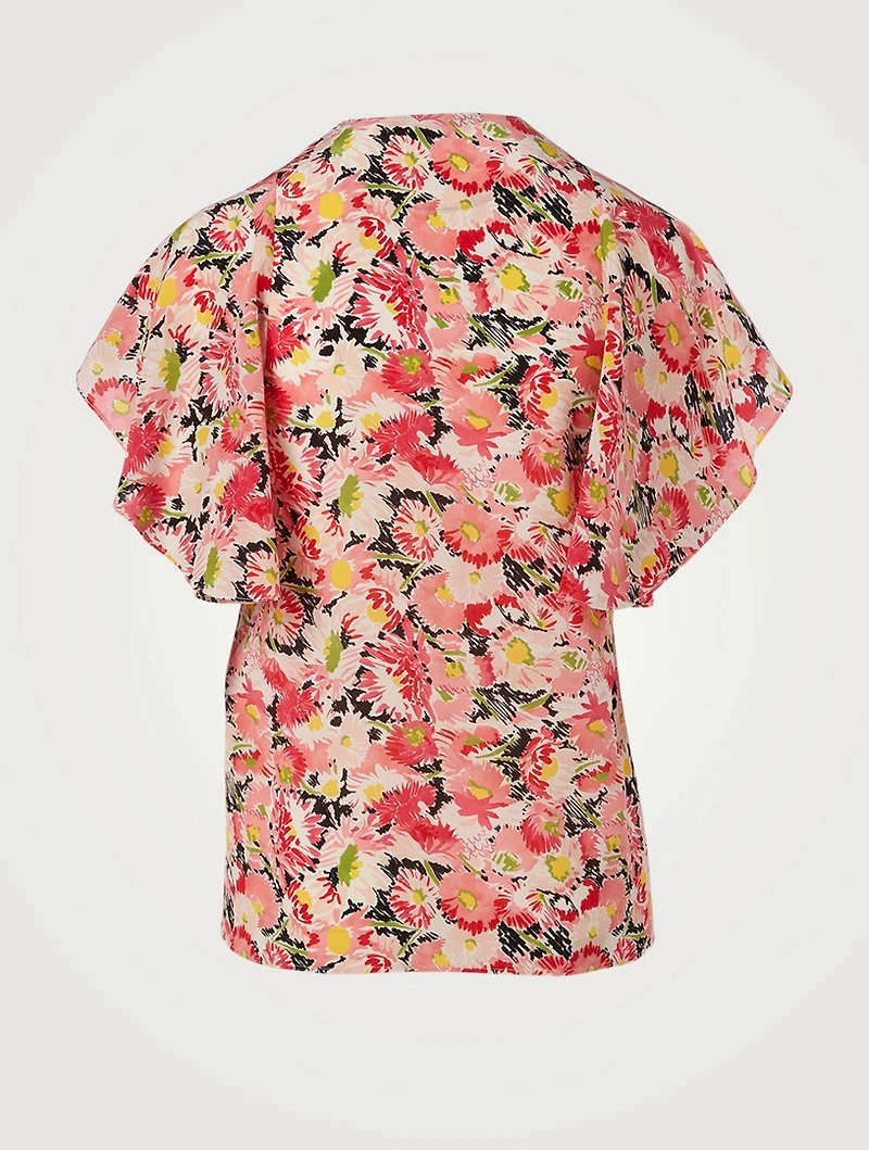 Mallory Silk Blouse Watercolour Floral Print