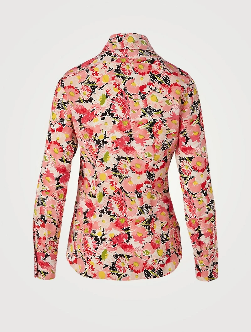 Willow Silk Shirt Watercolour Floral Print
