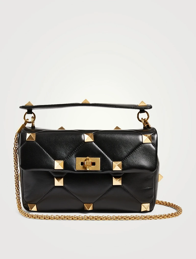 Large Roman Stud Leather Shoulder Chain Bag