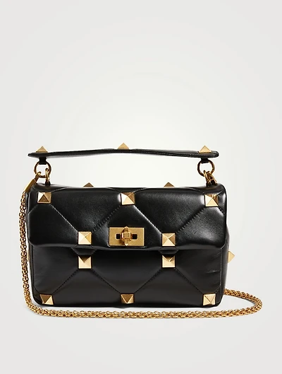 Large Roman Stud Leather Shoulder Chain Bag