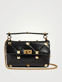 Large Roman Stud Leather Shoulder Chain Bag