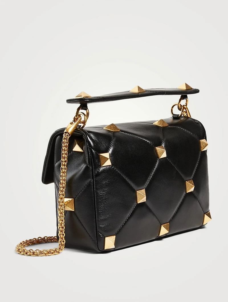 Large Roman Stud Leather Shoulder Chain Bag