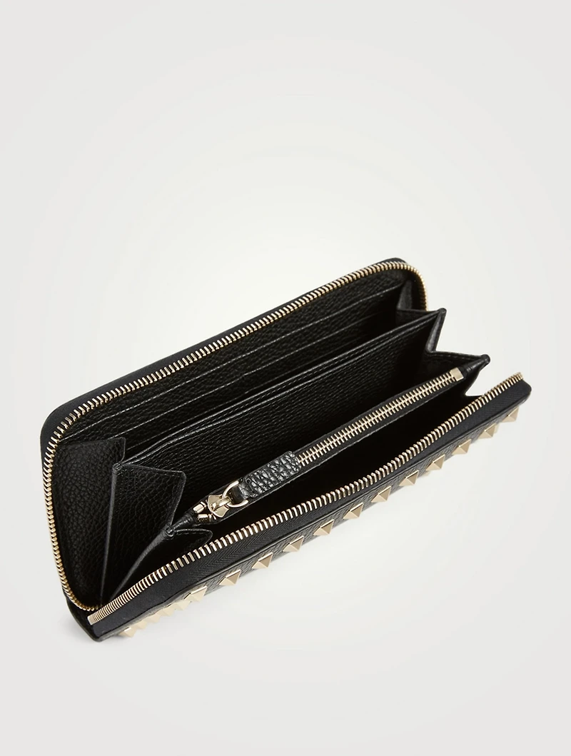 Rockstud Leather Long Zip Wallet