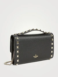 Rockstud Leather Top Handle Crossbody Wallet Chain Bag