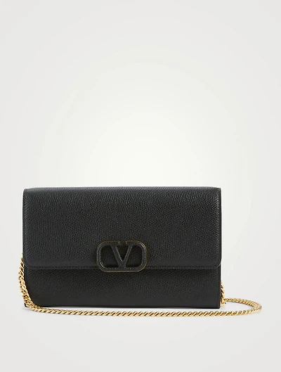 VLOGO Leather Crossbody Chain Wallet Bag