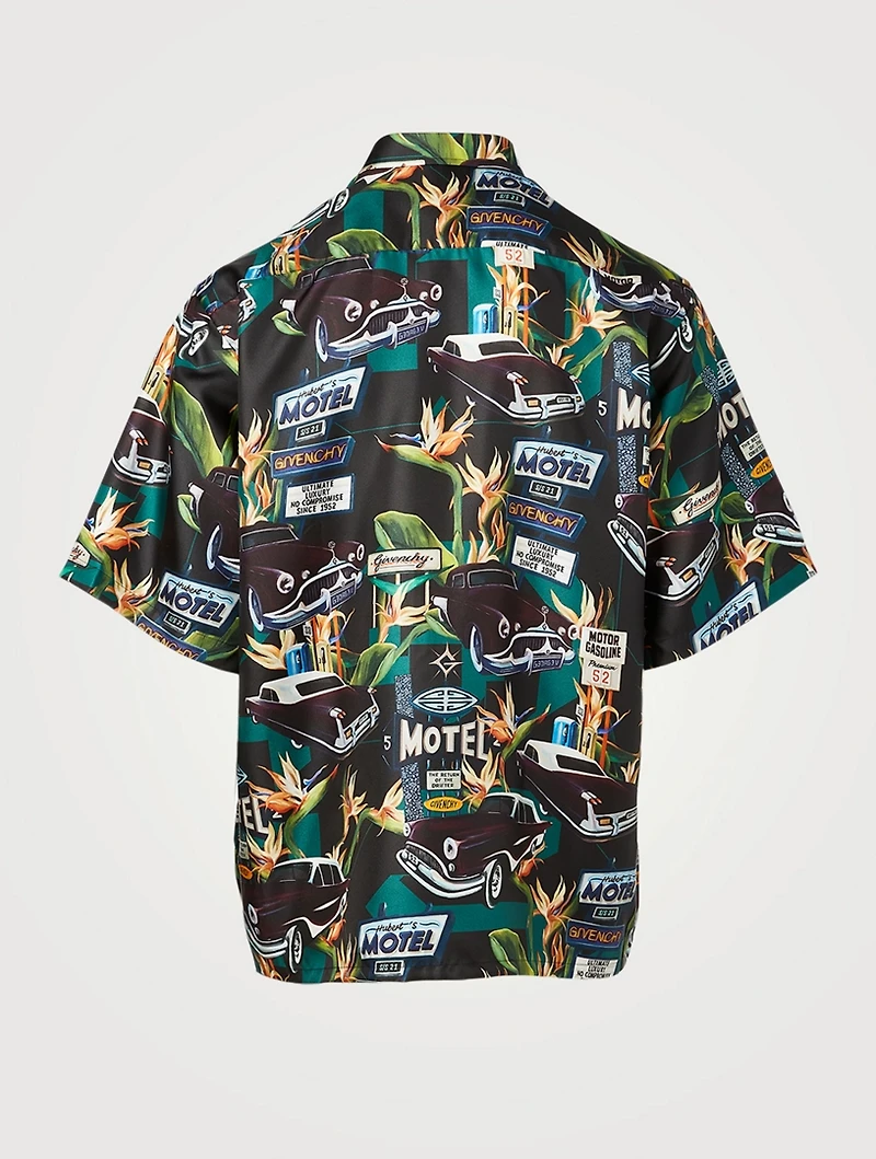 Silk Short-Sleeve Shirt Motel Print