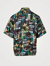 Silk Short-Sleeve Shirt Motel Print