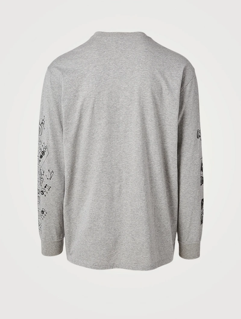 Long-Sleeve Oversized T-Shirt With Schematics Logo
