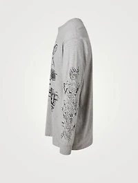 Long-Sleeve Oversized T-Shirt With Schematics Logo