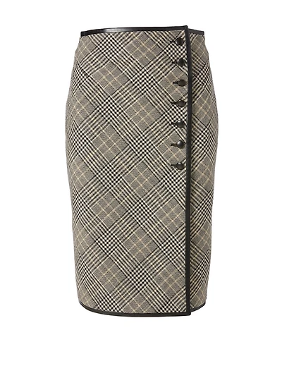 Wool Pencil Skirt Prince De Galles Print