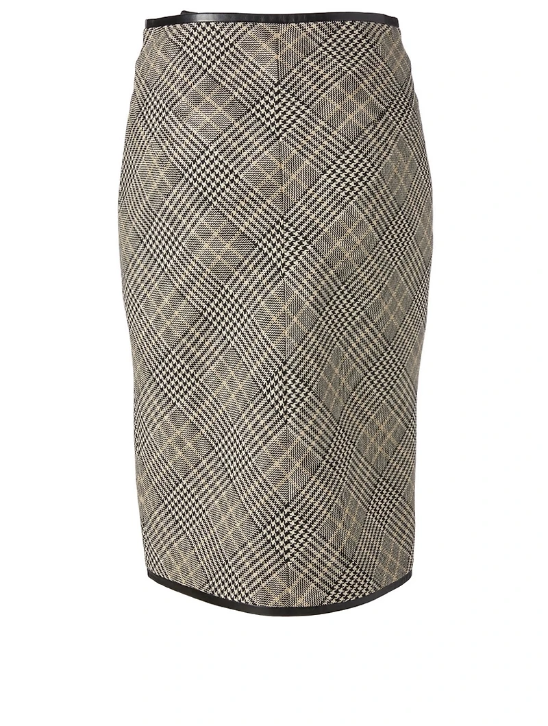 Wool Pencil Skirt Prince De Galles Print