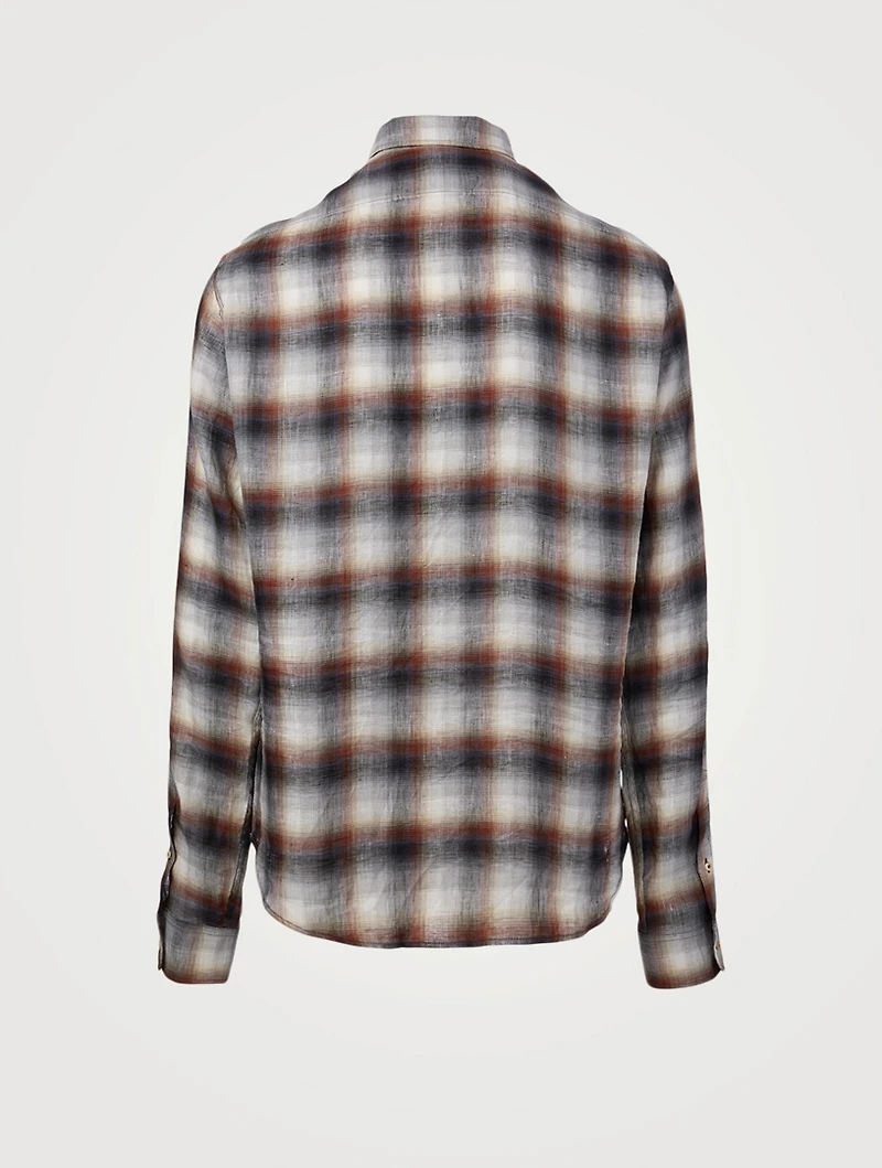 Dan Linen Shirt Plaid Print