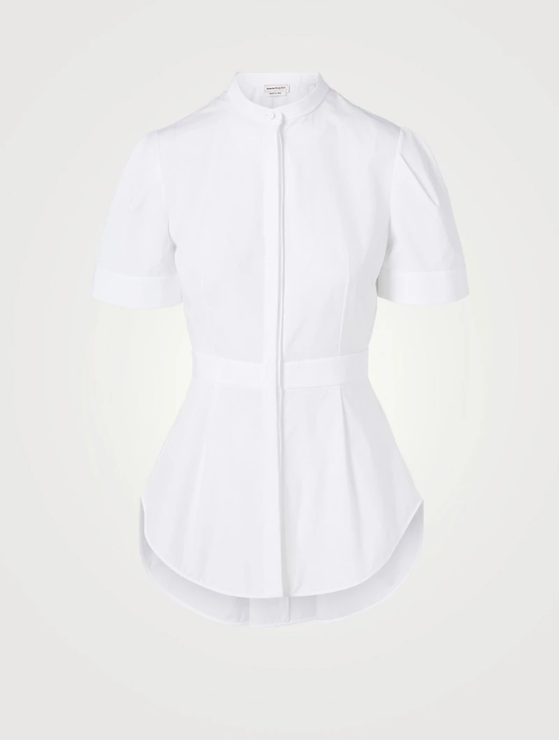 Cotton Shirt With Kickback Hem