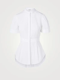 Cotton Shirt With Kickback Hem