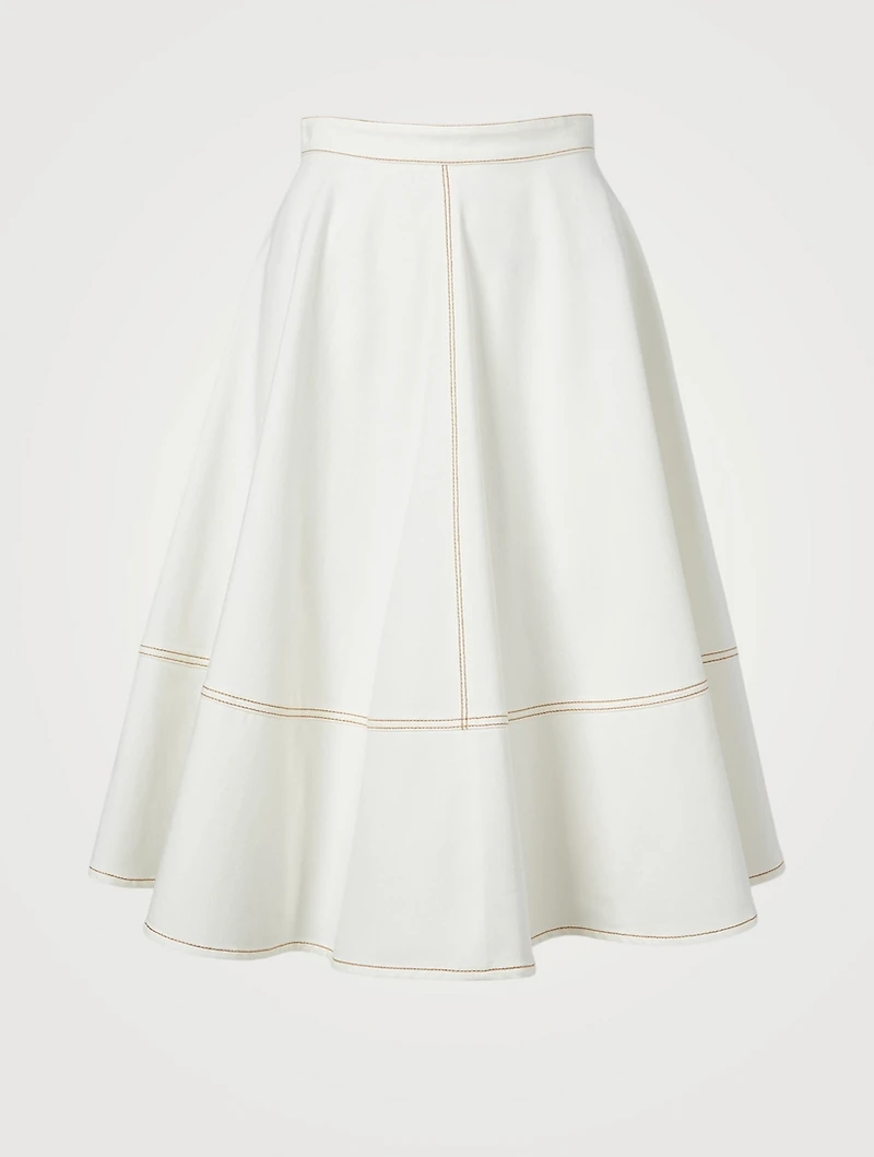 Denim A-Line Midi Skirt