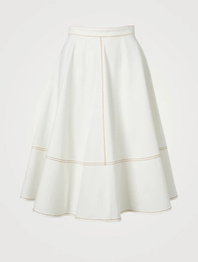 Denim A-Line Midi Skirt