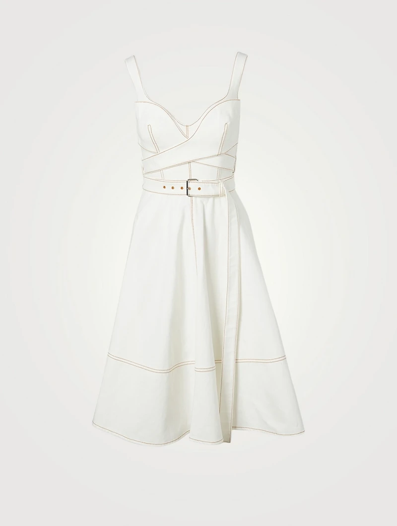 Denim Sweetheart Belted Mini Dress