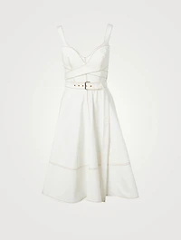 Denim Sweetheart Belted Mini Dress
