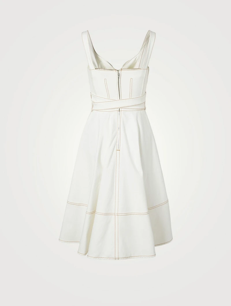 Denim Sweetheart Belted Mini Dress