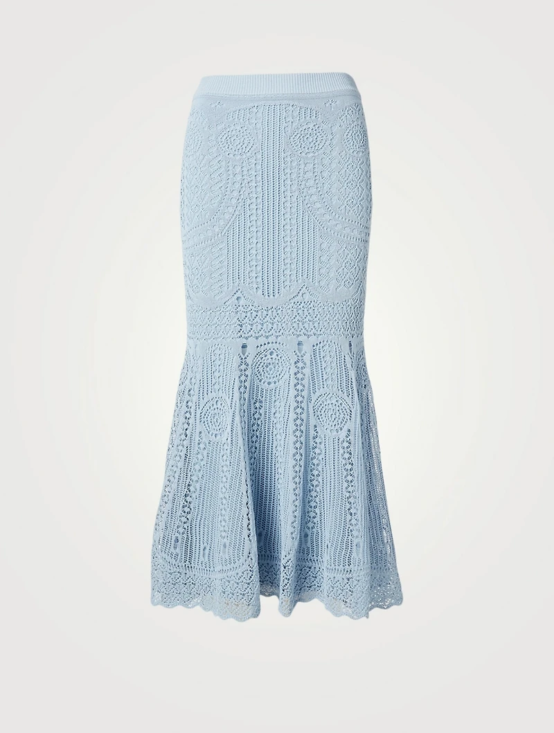 Patchwork Lace Knit Midi Skirt