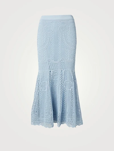 Patchwork Lace Knit Midi Skirt