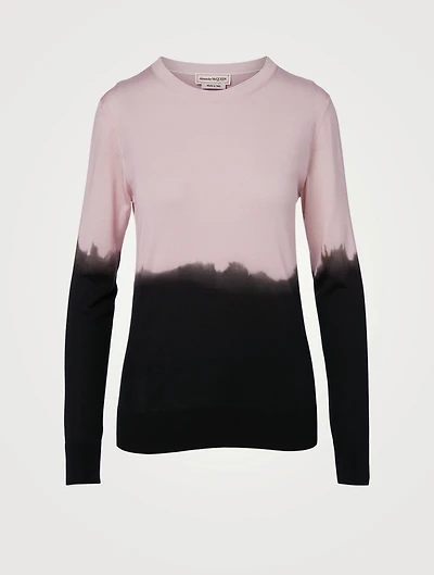 Dip Dye Silk Crewneck Sweater