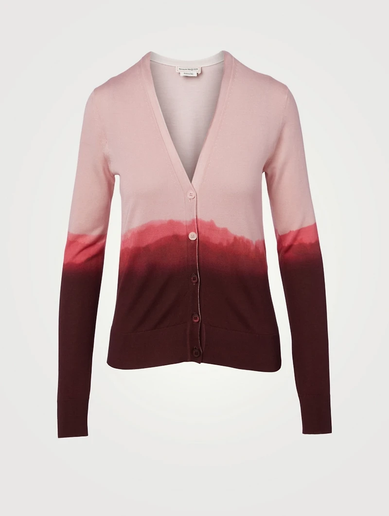 Dip Dye Silk V-Neck Cardigan