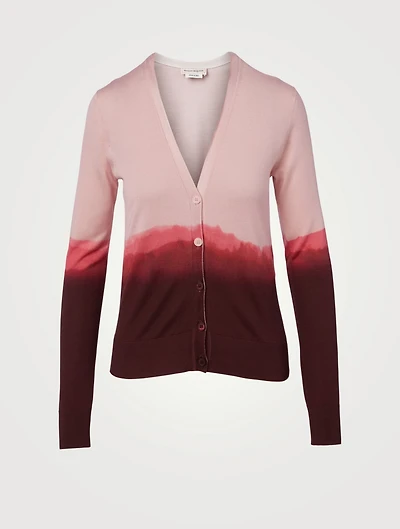 Dip Dye Silk V-Neck Cardigan