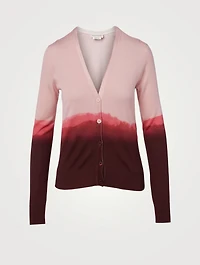 Dip Dye Silk V-Neck Cardigan